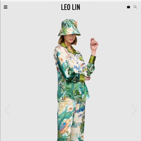 leo lin tropical silk pyjama top - Picture 2 of 12